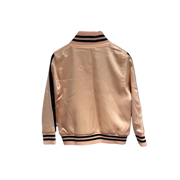 CARLIJNQ Pink/Peach Satin Bomber Jacket - size 1-2 (fits VERY generously) - Picture 3 of 4